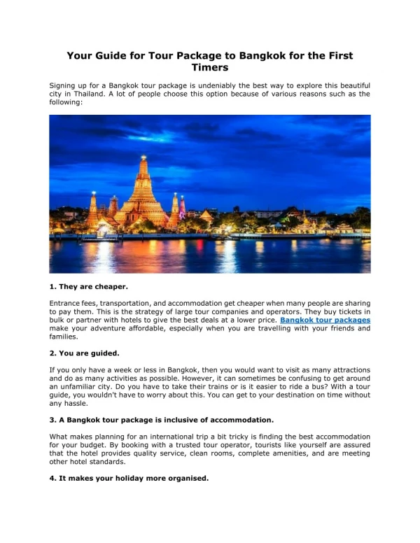Your Guide for Tour Package to Bangkok for the First Timers