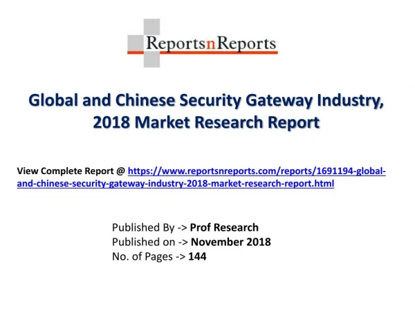 Global Security Gateway Market 2018 Recent Development and Future Forecast