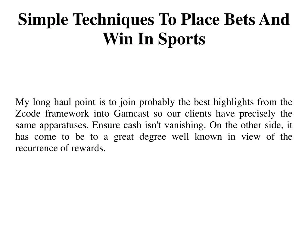 simple techniques to place bets and win in sports