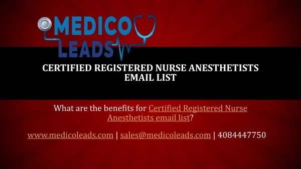Certified Registered Nurse Anesthetists Email List