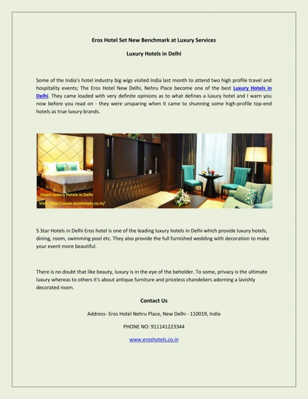 Luxury Hotels in Delhi
