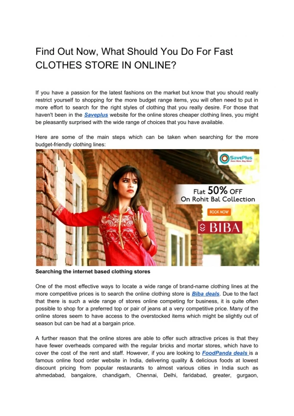 Find Out Now, What Should You Do For Fast CLOTHES STORE IN ONLINE?