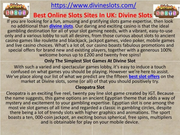 Best Online Slots Sites In UK: Divine Slots