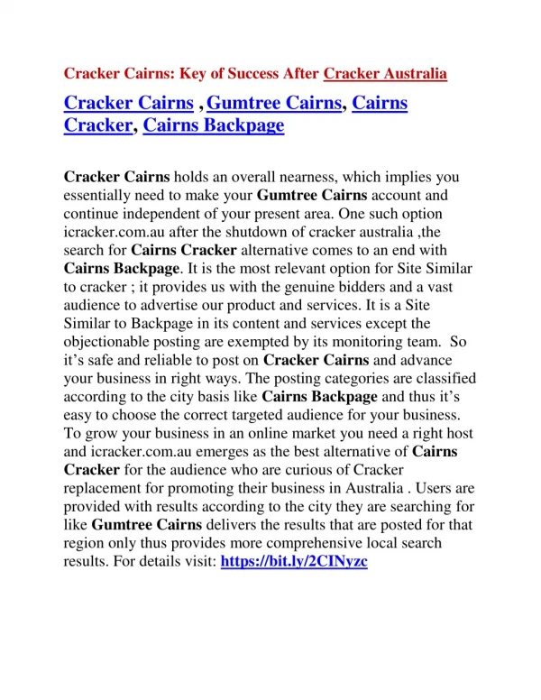 Cracker Cairns: Key of Success After Cracker Australia