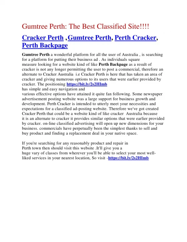 Cracker Perth: The Best Classified Site!!!!