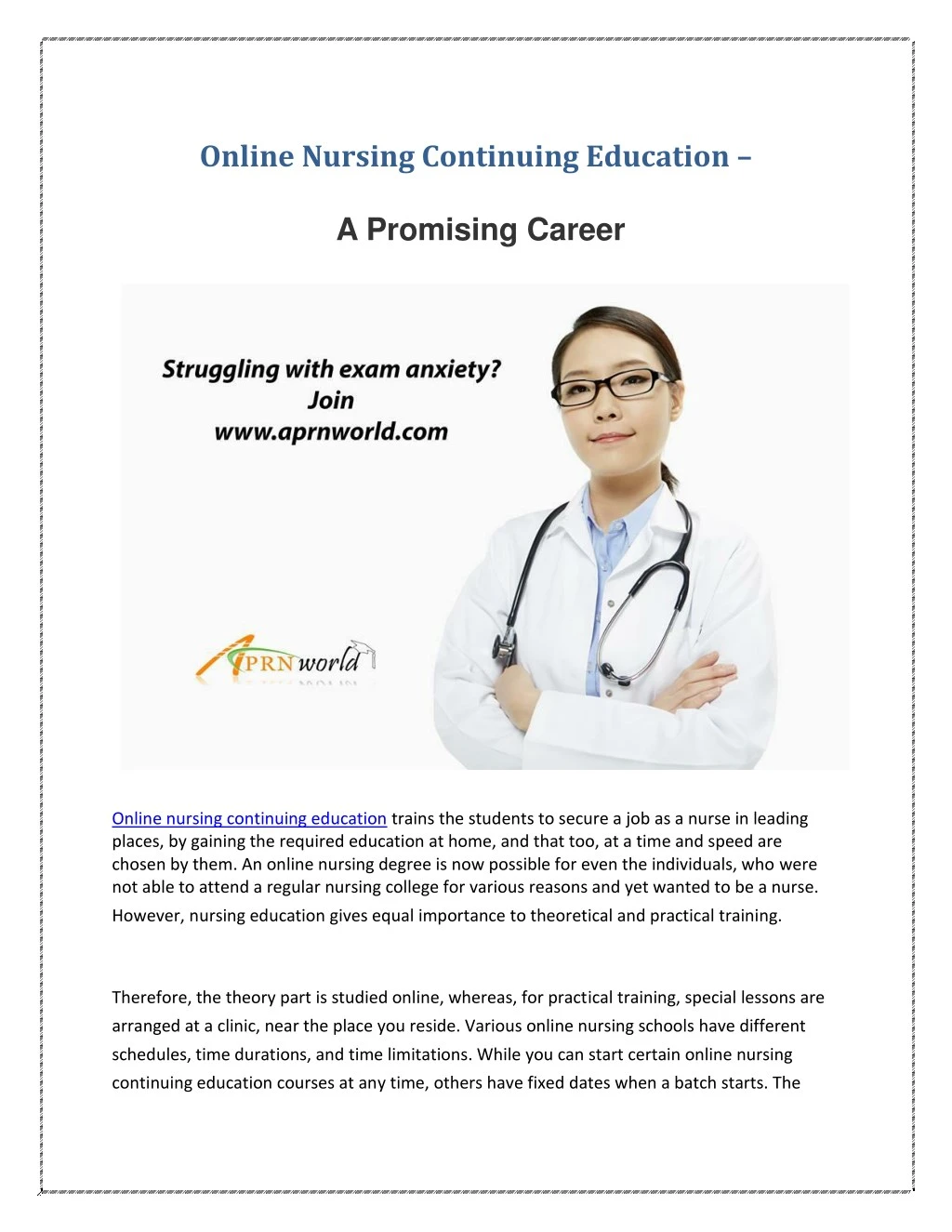 online nursing continuing education