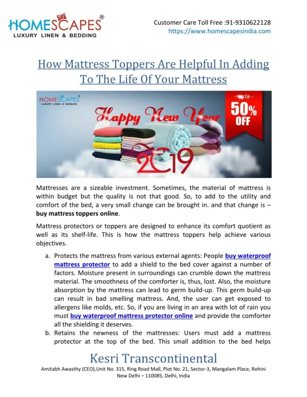How Mattress Toppers Are Helpful In Adding To The Life Of Your Mattress