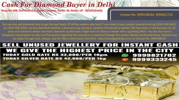 Cash For Diamond Jewellery Buyer in Delhi