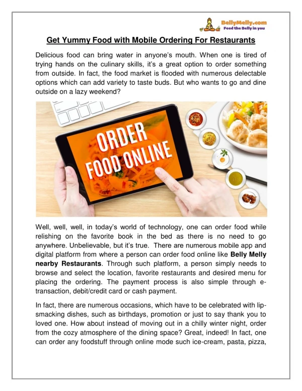 Get Yummy Food with Mobile Ordering For Restaurants