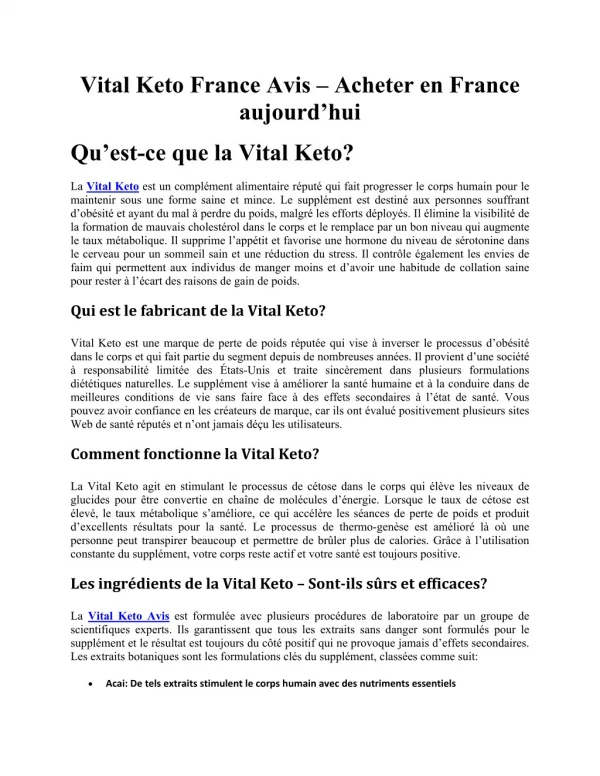 Comment Vital Keto aide-t-il à perdre du poids?