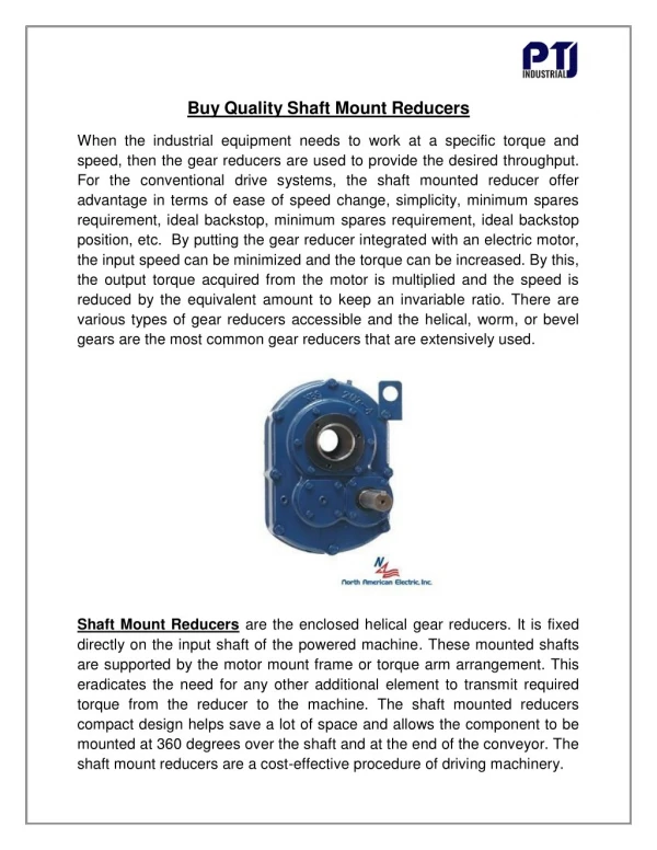 Buy Quality Shaft Mount Reducers