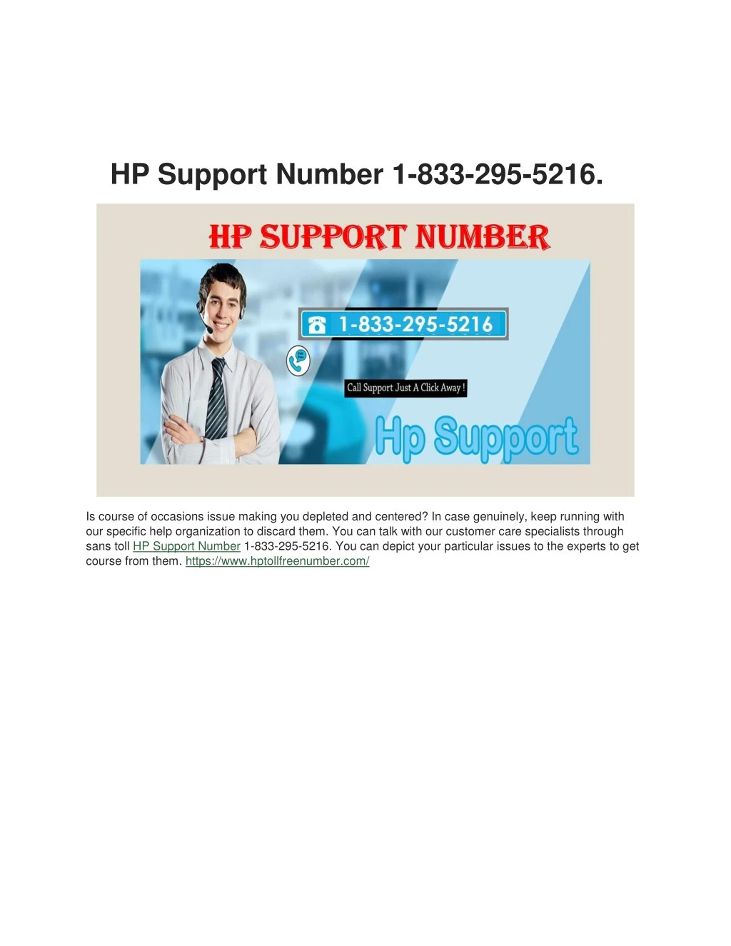 hp support number 1 833 295 5216