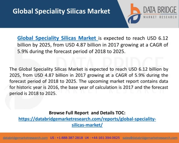 Global Speciality Silicas Market– Industry Trends and Forecast to 2025