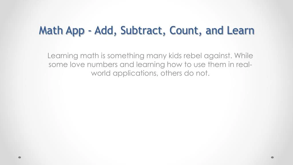 math app add subtract count and learn