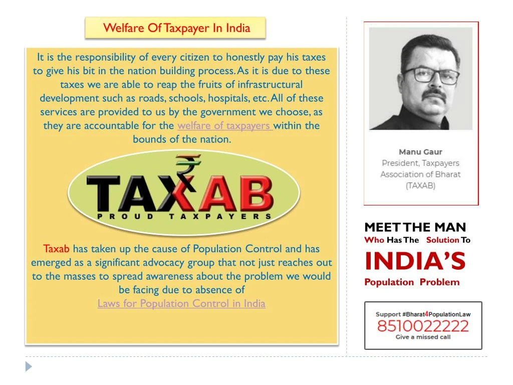 welfare o f taxpayer in india