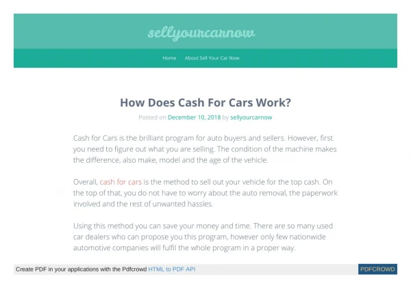 How Does Cash For Cars Work?