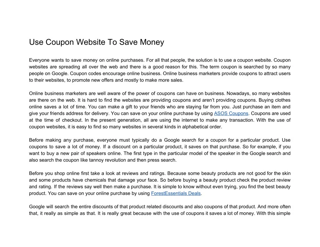 use coupon website to save money