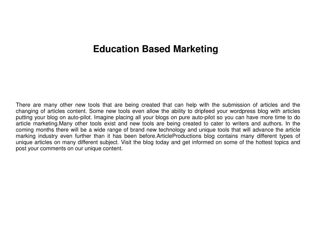 education based marketing