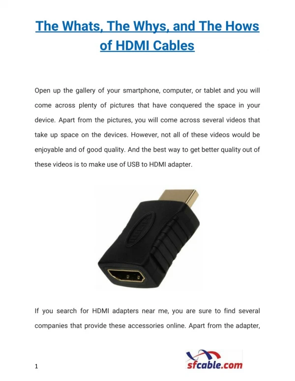 The Whats, The Whys, and The Hows of HDMI Cables