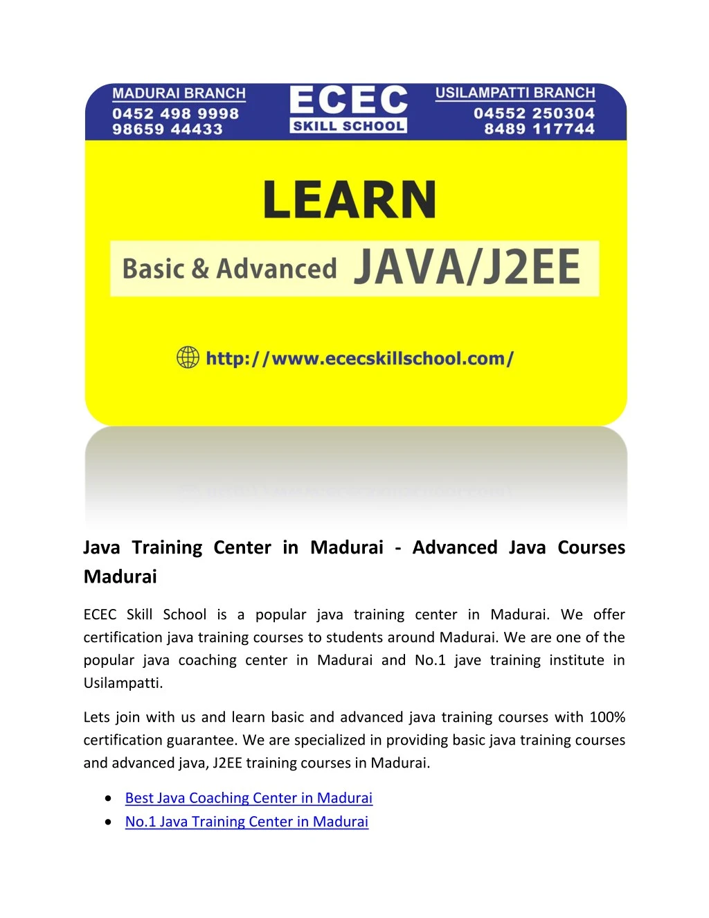 java training center in madurai advanced java