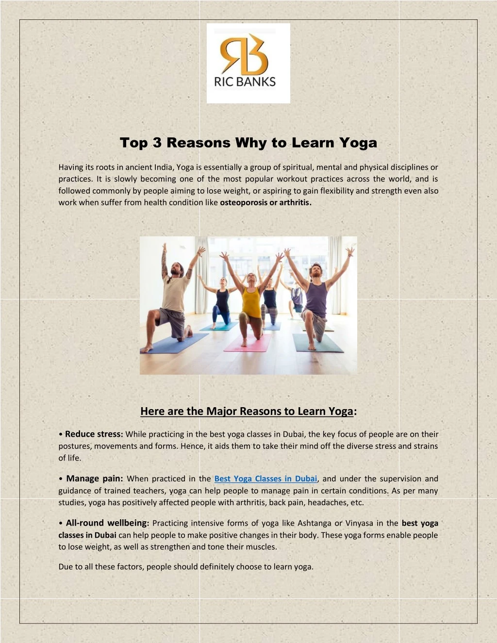 top 3 reasons why to learn yoga