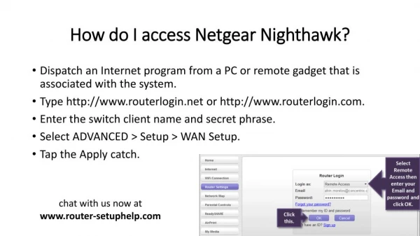 How do I access Netgear Nighthawk?