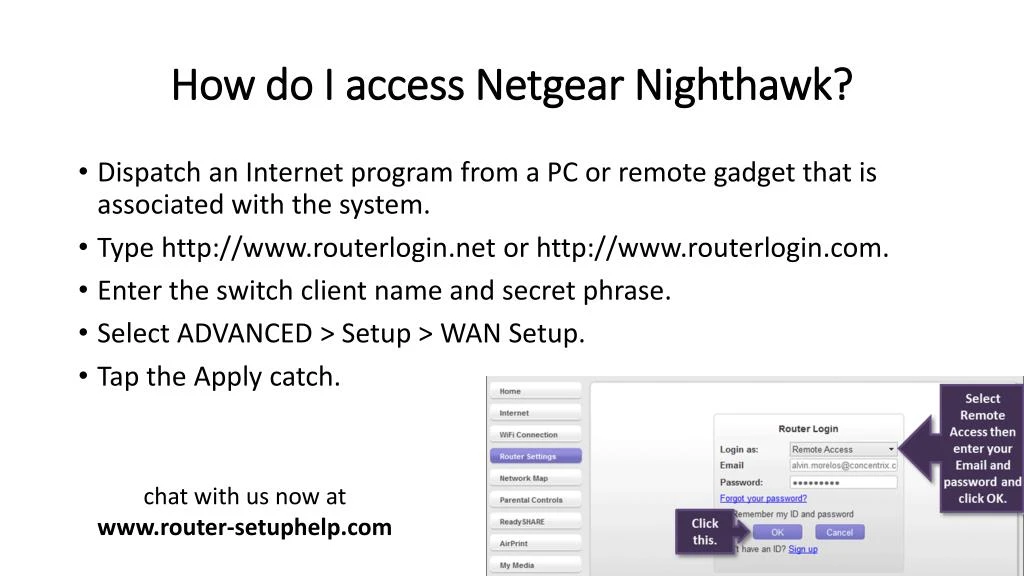 how do i access netgear nighthawk