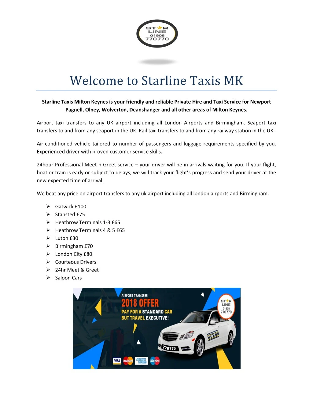 welcome to starline taxis mk