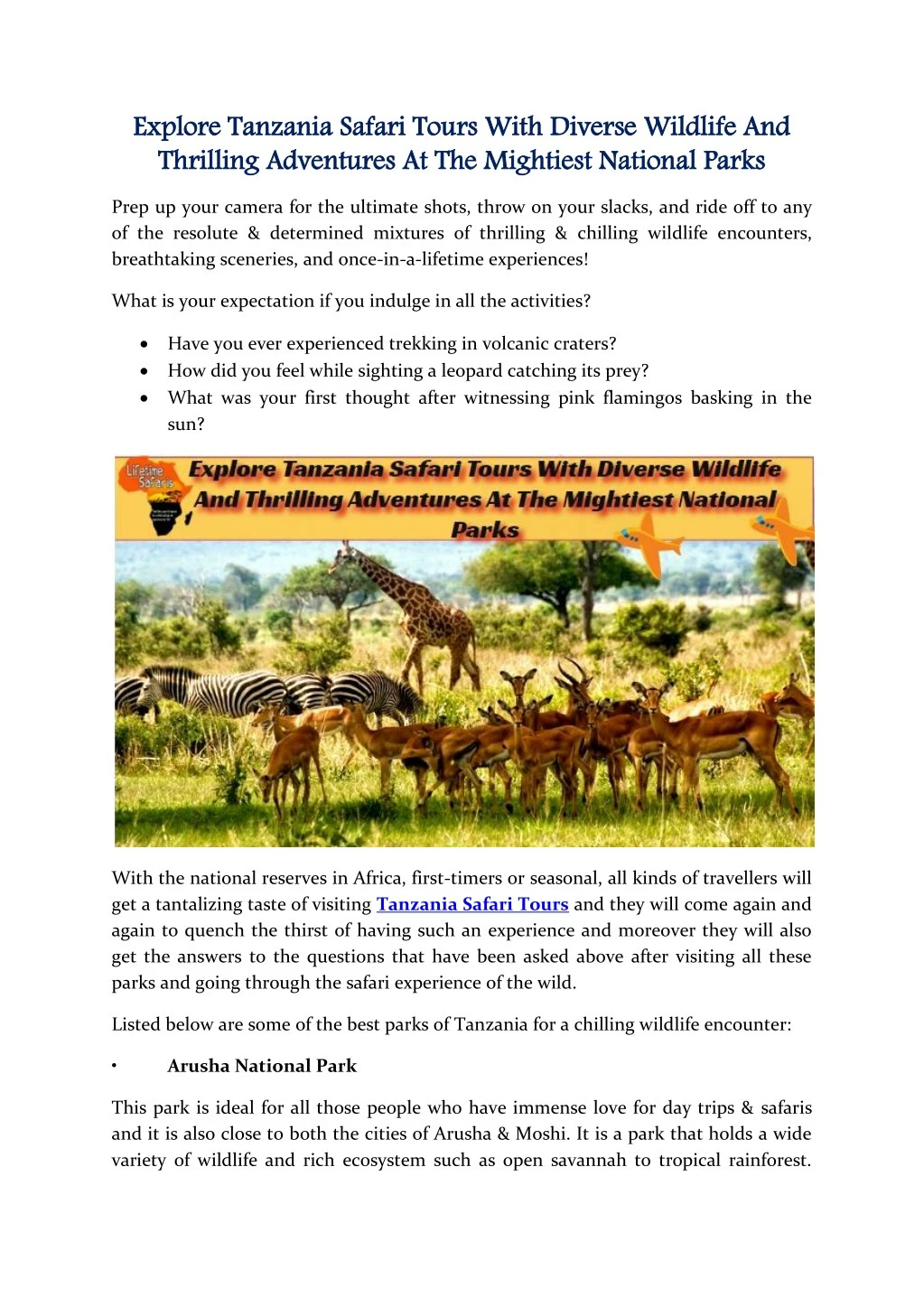explore tanzania safari tours with diverse