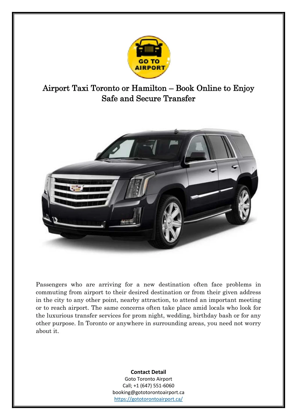 airport taxi toronto or hamilton airport taxi