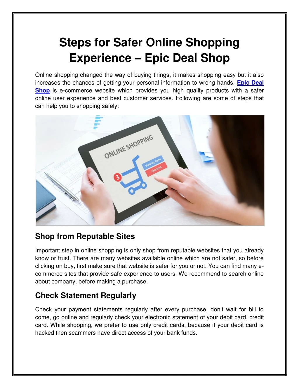 steps for safer online shopping experience epic