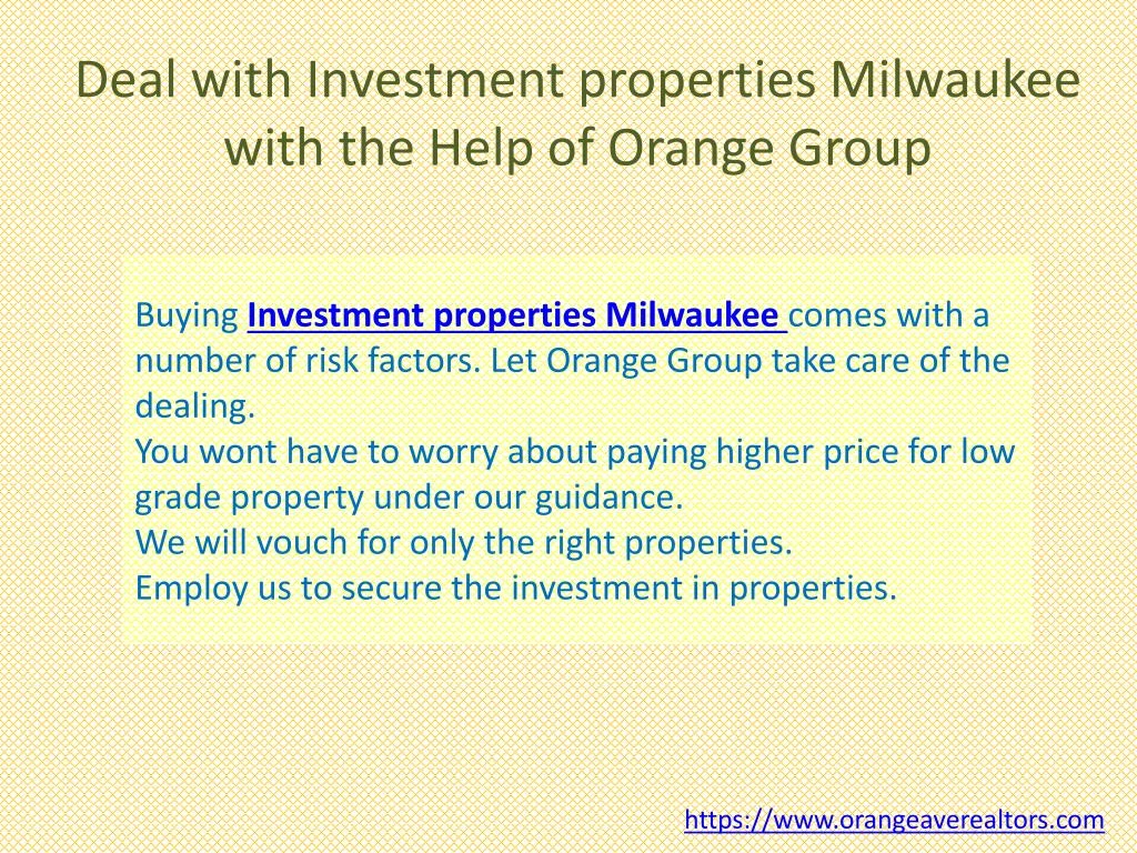 deal with investment properties milwaukee with