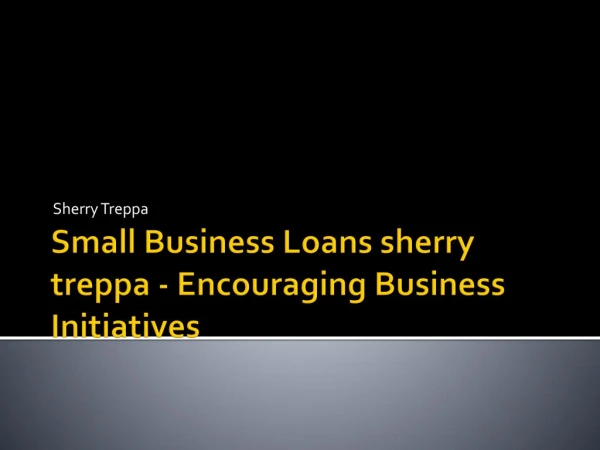 Small Business Loans sherry treppa - Encouraging Business Initiatives