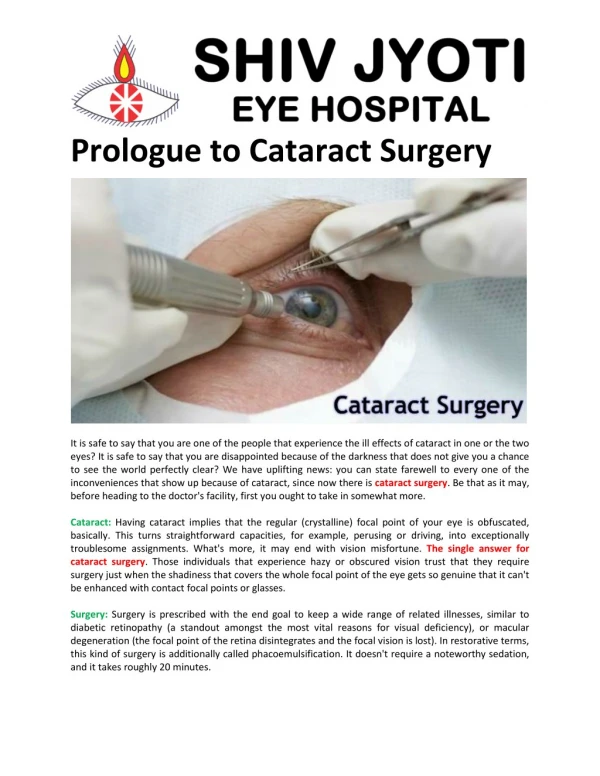 How Is Cataract Surgery Performed?