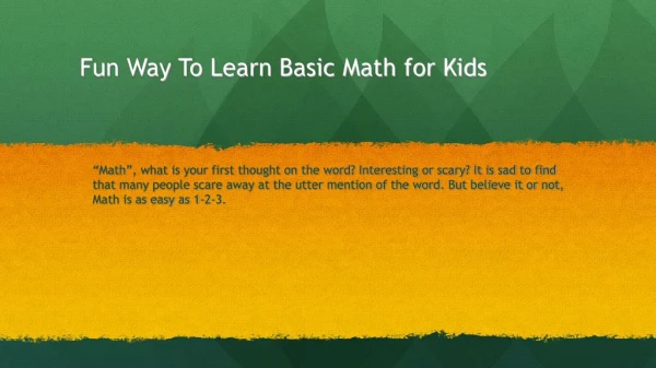 Fun Way To Learn Basic Math for Kids