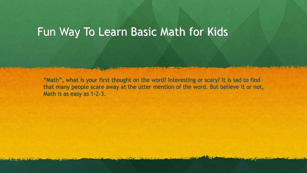 fun way to learn basic math for kids