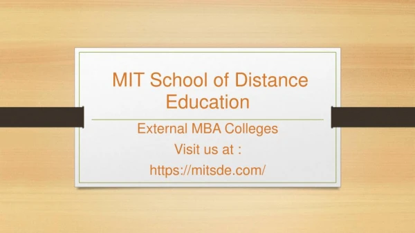 Distance MBA | External MBA Colleges | MITSDE