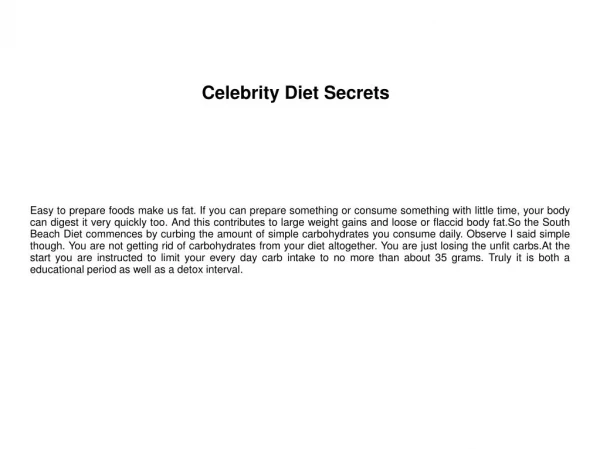 Celebrity Diet Secrets