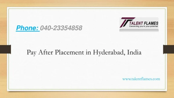Pay After Placement in Hyderabad, India