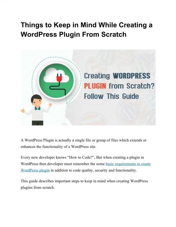 Things to Keep in Mind While Creating a WordPress Plugin From Scratch