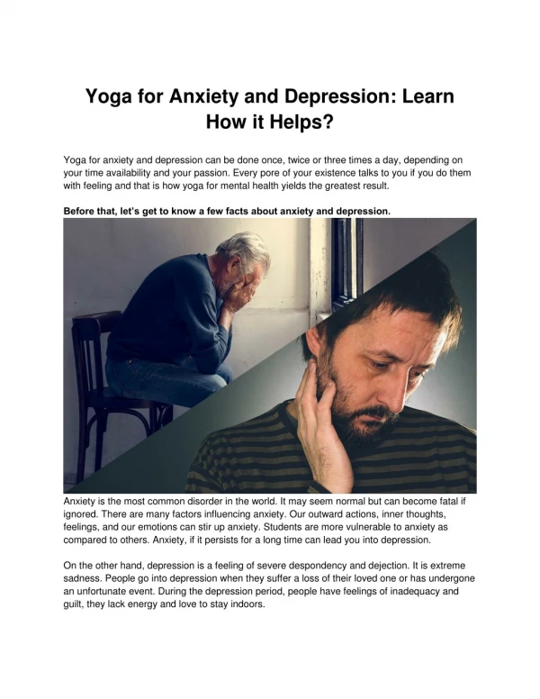 Yoga for Anxiety and Depression: Learn How it Helps?
