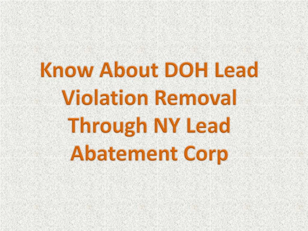 know about doh lead violation removal through