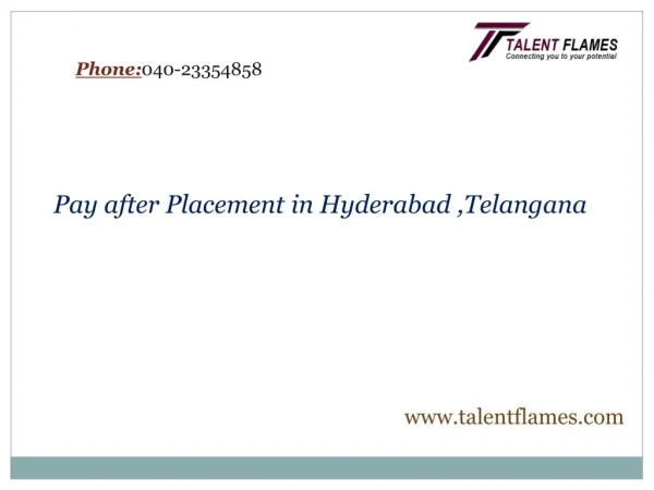 pay after placements in Hyderabad,Telangana