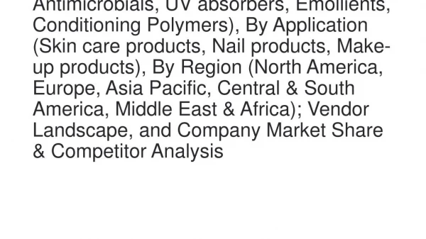 Cosmetic Ingredients Market, Trends & Analysis