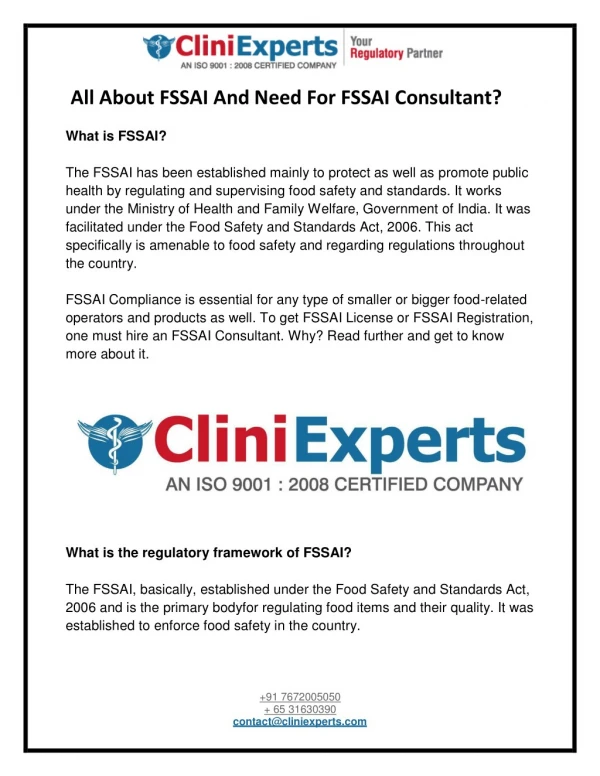 All About FSSAI And Need For FSSAI Consultant?