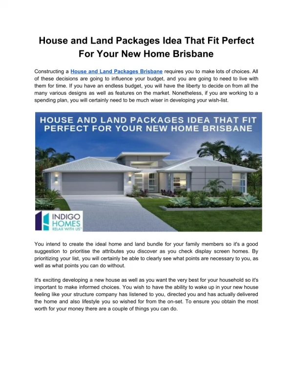 House and Land Packages Idea That Fit Perfect For Your New Home Brisbane