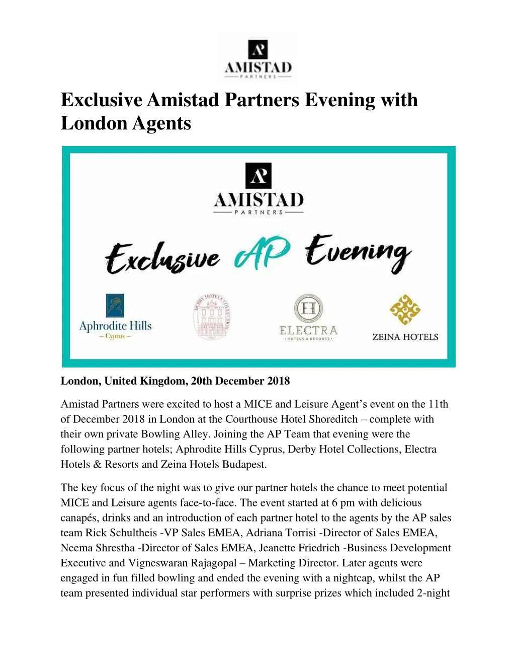 exclusive amistad partners evening with london