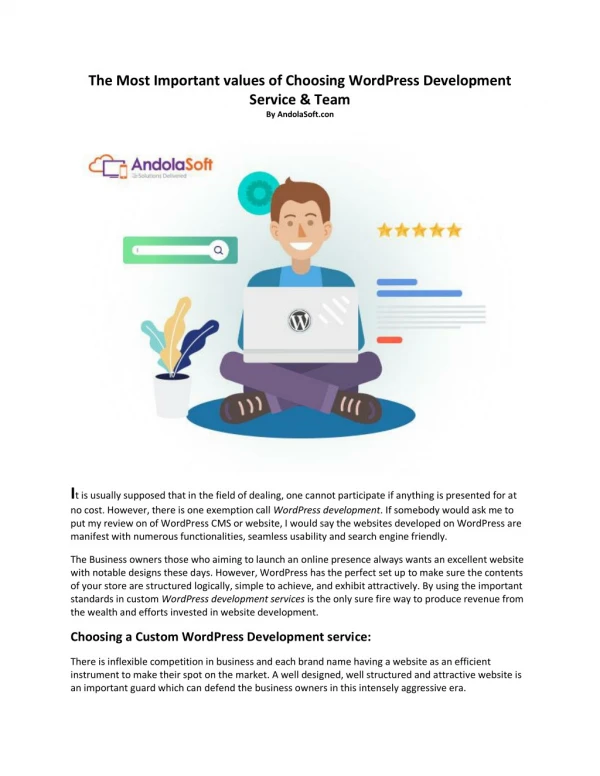 The Most Important values of Choosing WordPress Development Service & Team