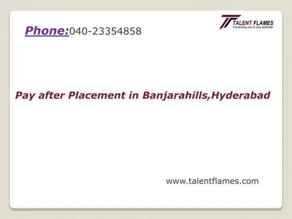 pay after placements in banjarahills,Hyderabad
