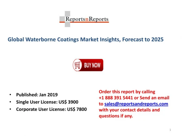 Waterborne Coatings Market: Growth Factors, Applications Regional Analysis, Key Players and Forecasts by 2025